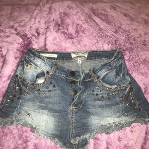 Studded Distressed Shorts